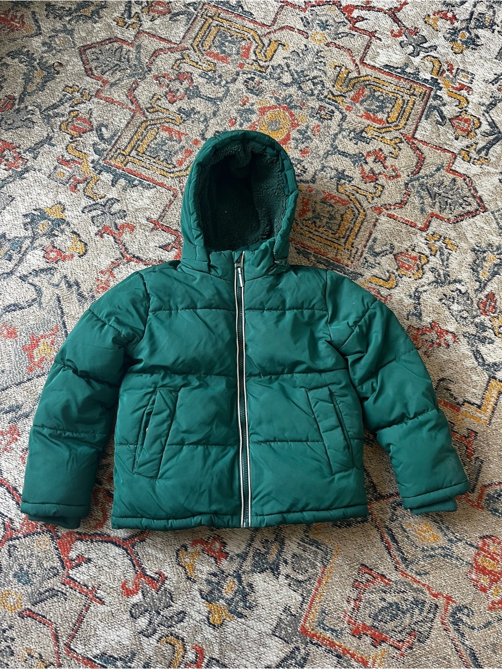 Teal Hooded Puffer Jacket Green Size XS 4/5 Member’ Mark